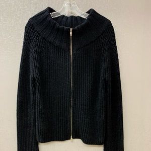 ANN DEMEULEMEESTER Black Ribbed Sweater Zip Up